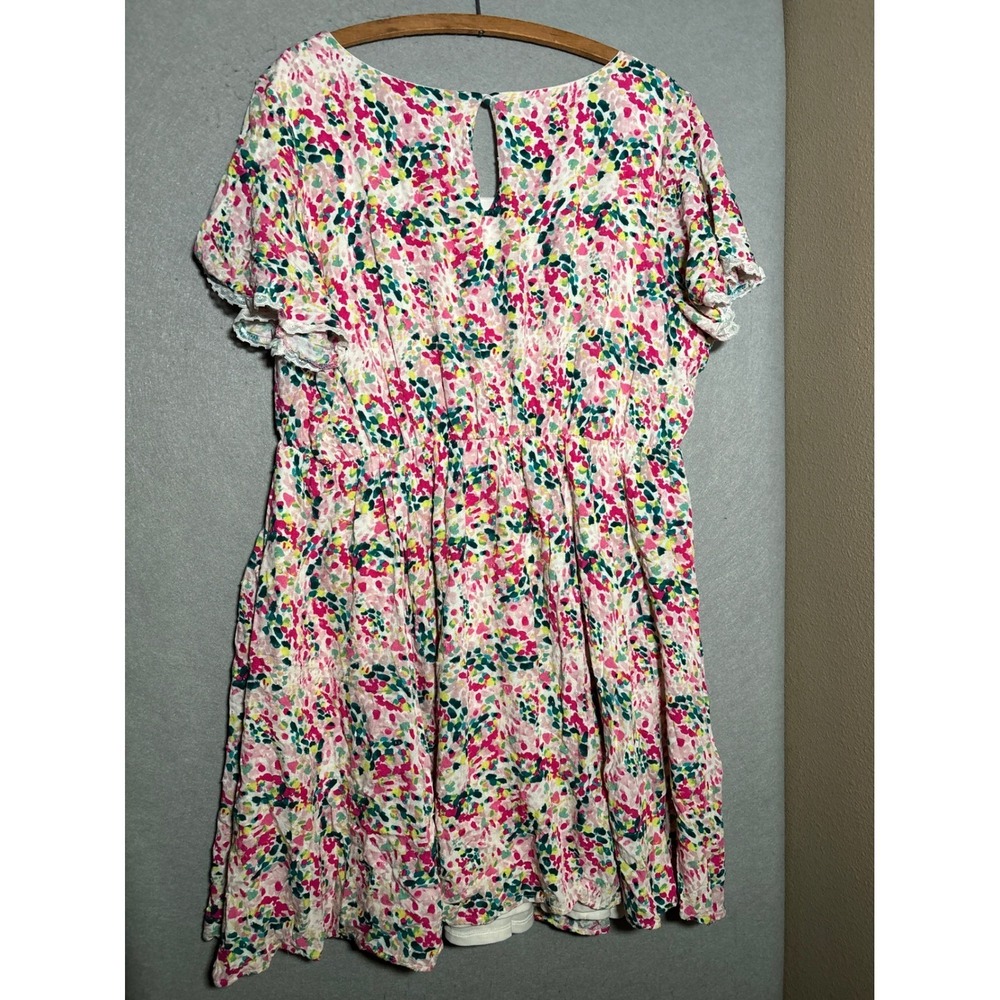 Torrid Women Size 2/2X Fit and Flare Dress Confetti Print Lace Trim Pockets - Picture 2 of 7
